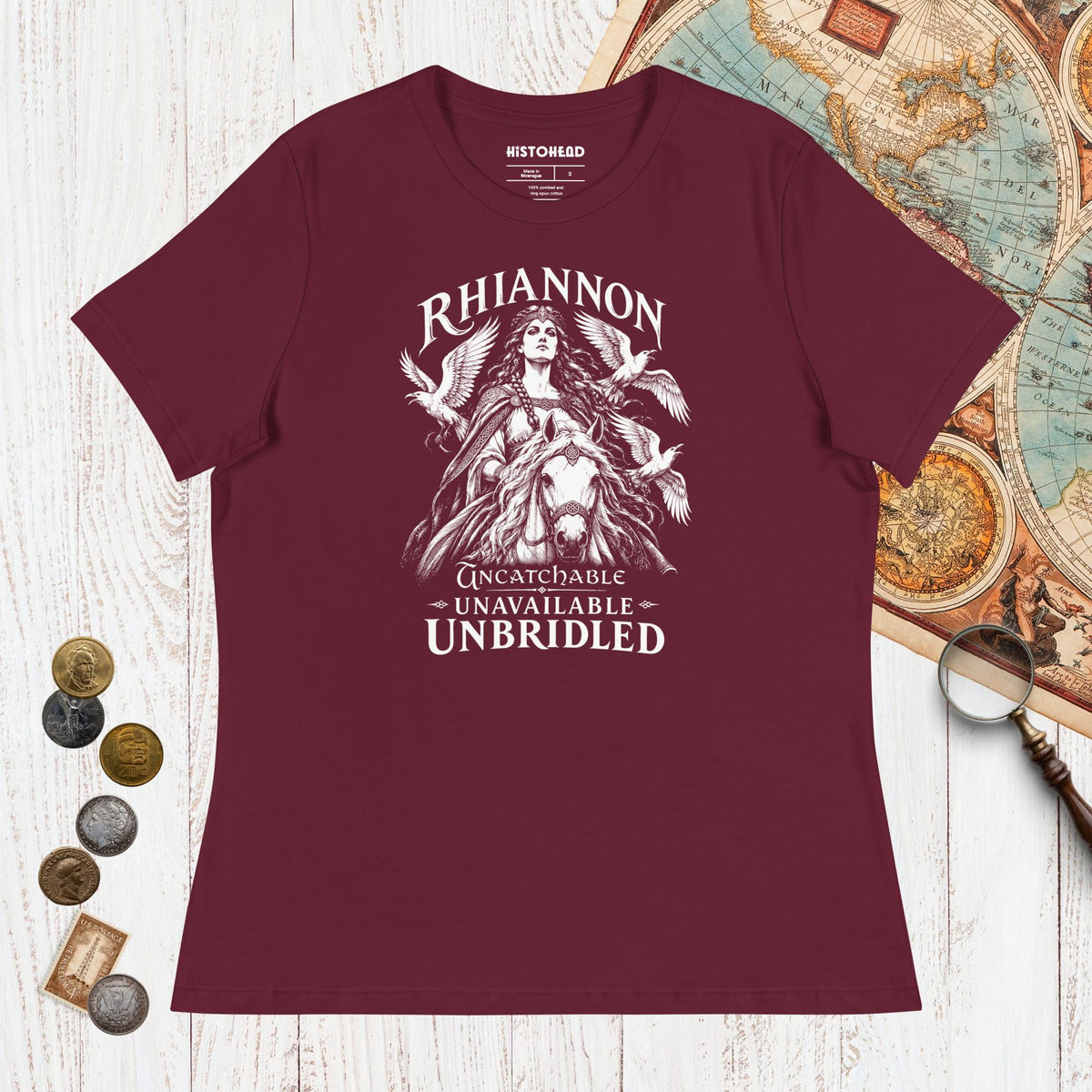 Maroon Rhiannon Uncatchable Unavailable Unbridled - Women's Tee - history buff gift by HistoHead