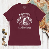 Maroon Blodeuwedd Apparently I'm A Delicate Flower - Women's Tee - history buff gift by HistoHead