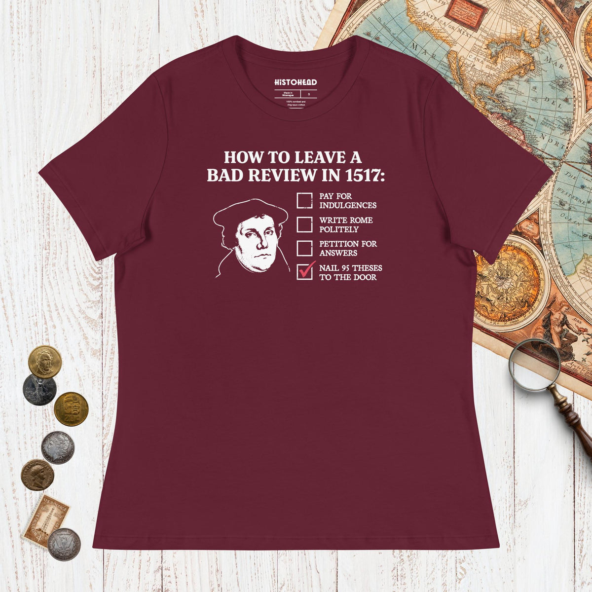 Maroon Martin Luther's Conflict Resolution - Women's Tee - history buff gift by HistoHead