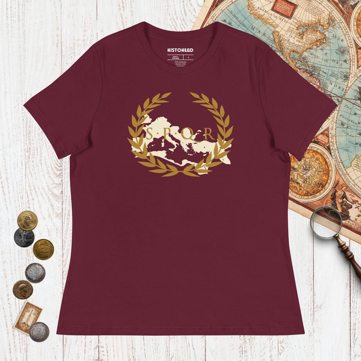 Maroon Roman SPQR Banner - Women's Tee - history buff gift by HistoHead