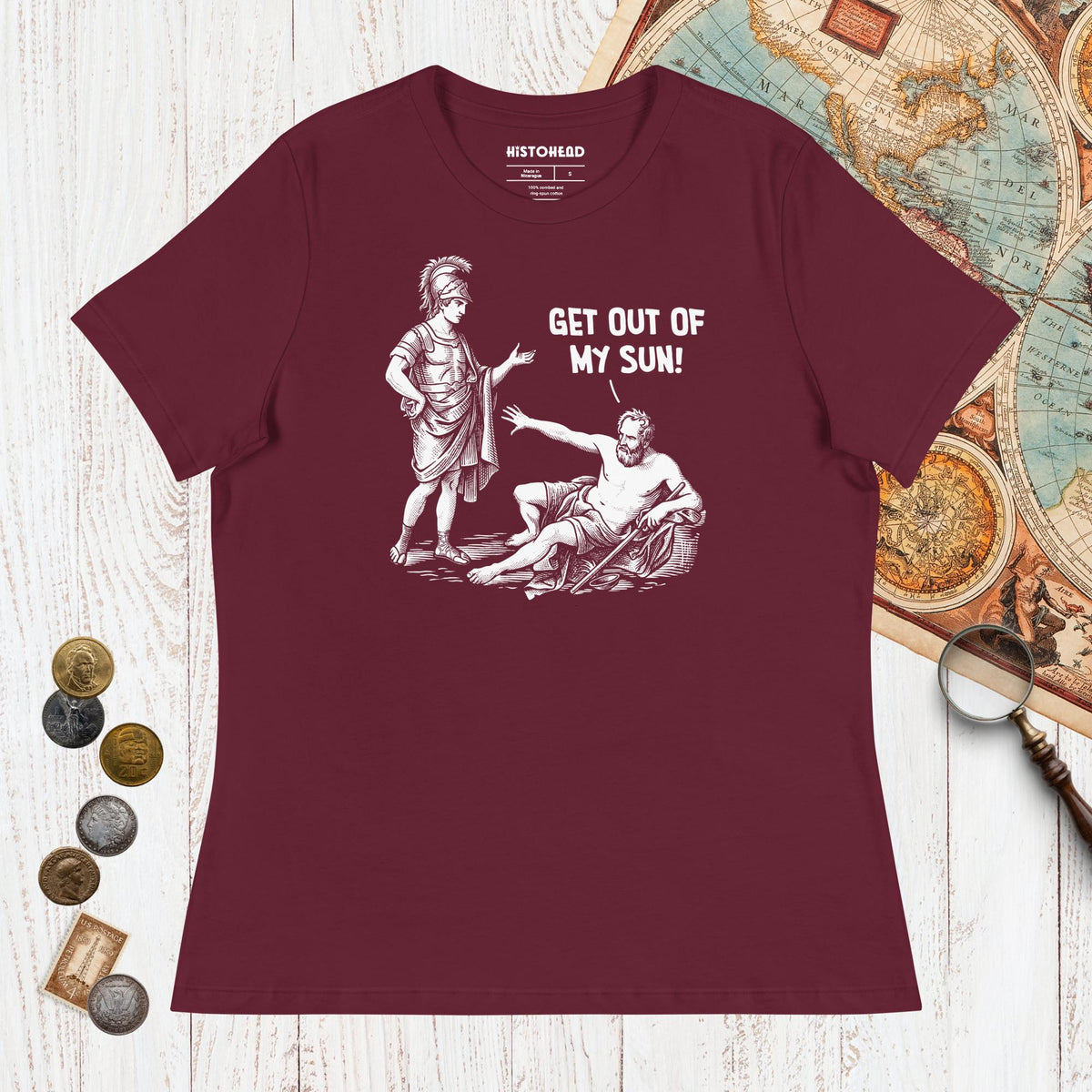 Maroon Diogenes: Get Out of My Sun - Women's Tee - history buff gift by HistoHead