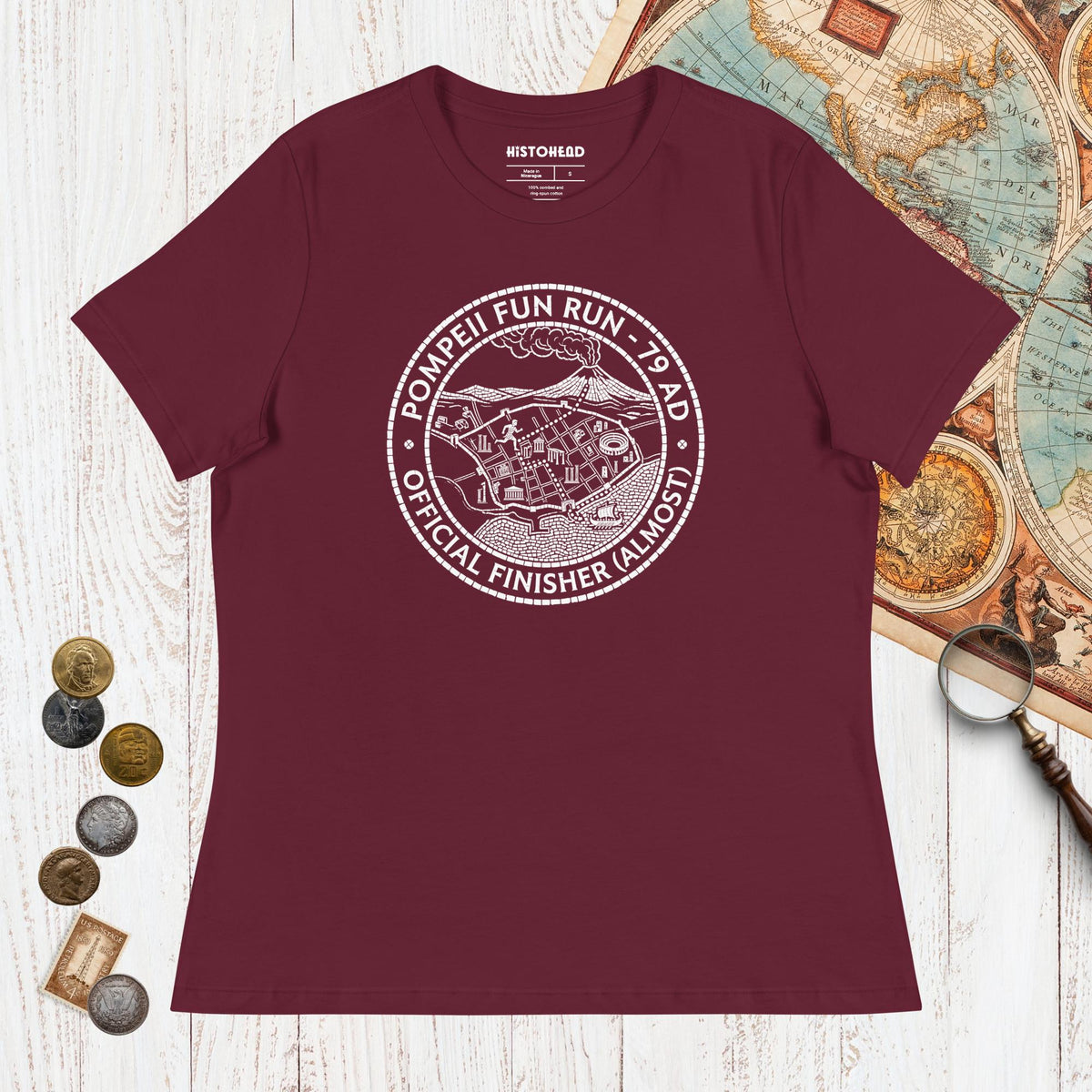 Maroon Pompeii Fun Run Official Finisher - Women's Tee - history buff gift by HistoHead