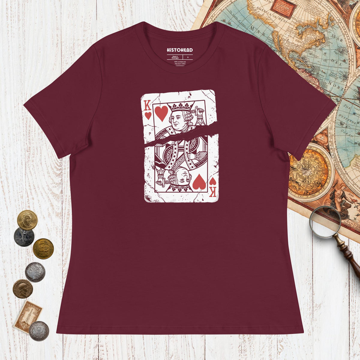 Maroon Louis XVI Playing Card - Women's Tee - history buff gift by HistoHead