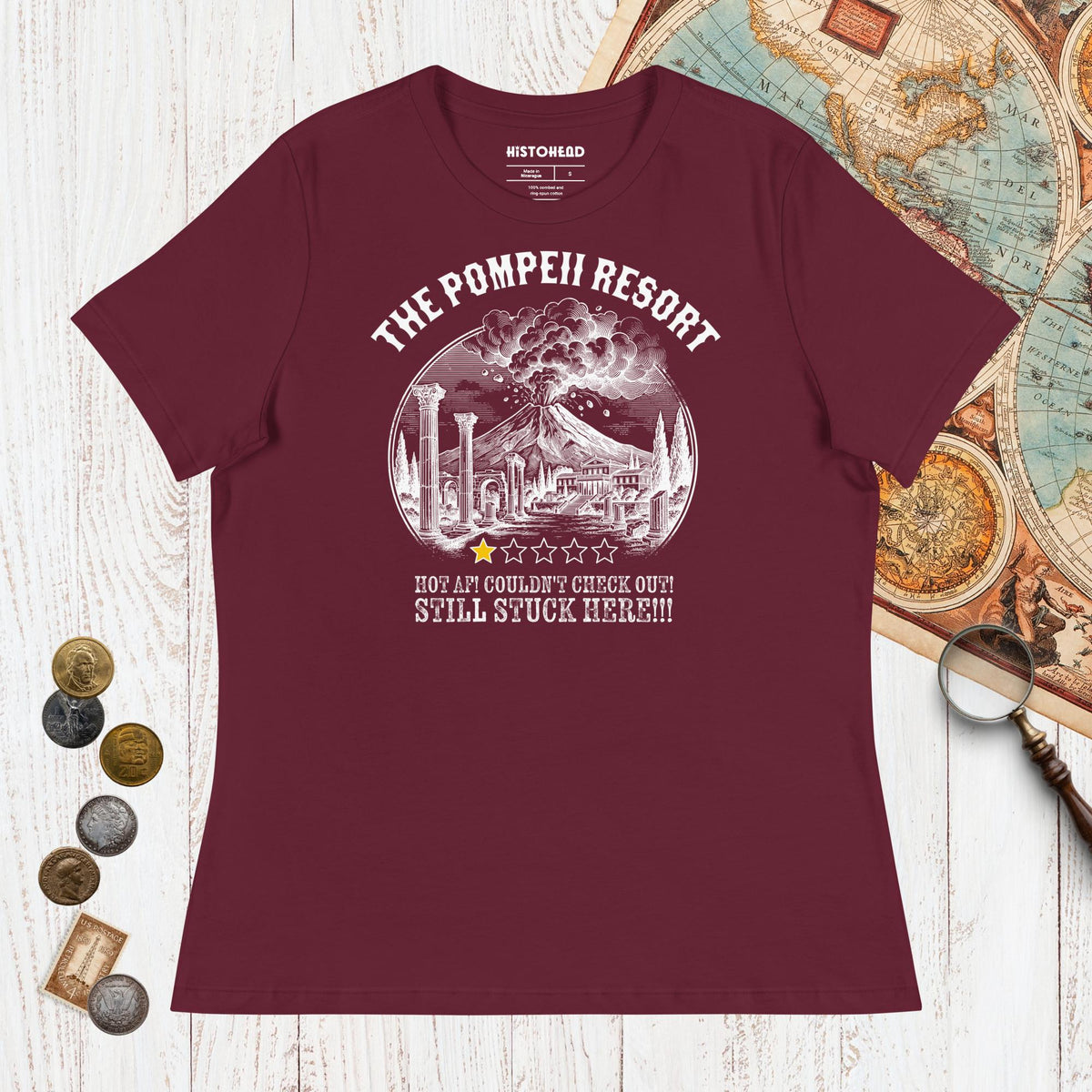 Maroon The Pompeii Resort Review - Women's Tee - history buff gift by HistoHead
