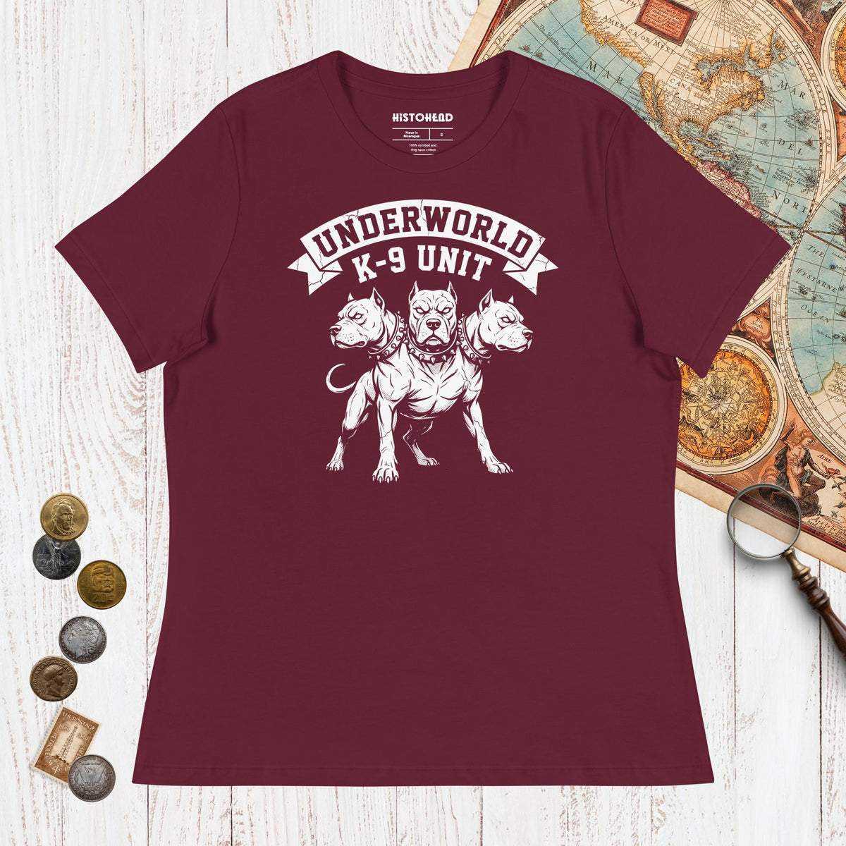 Maroon Cerberus Underworld K-9 Unit - Women's Tee - history buff gift by HistoHead