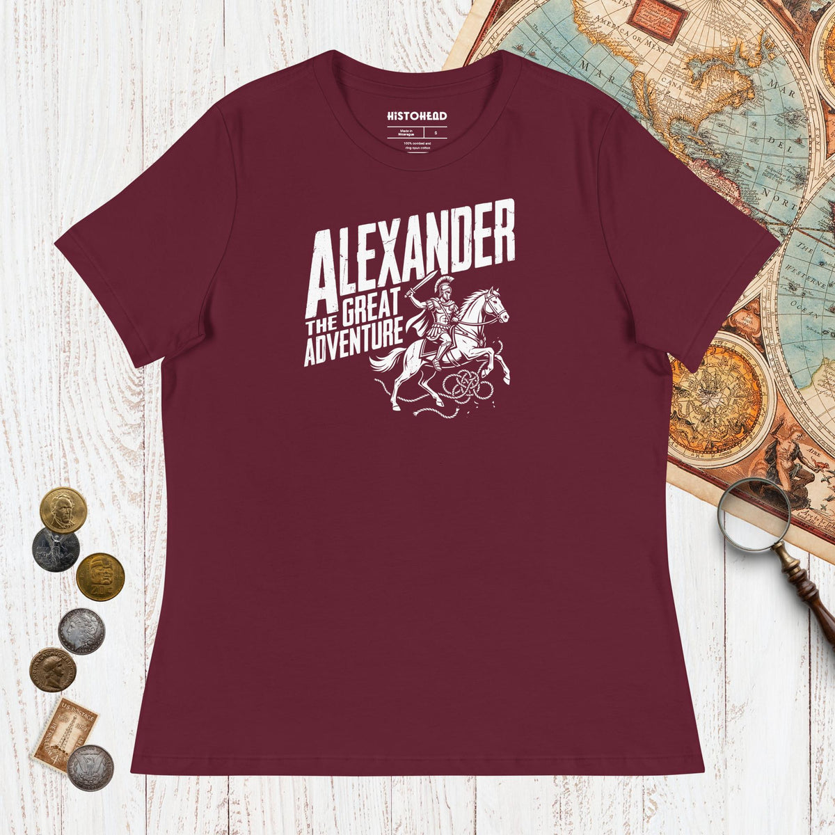 Maroon Alexander the Great Adventure - Women's Tee - history buff gift by HistoHead