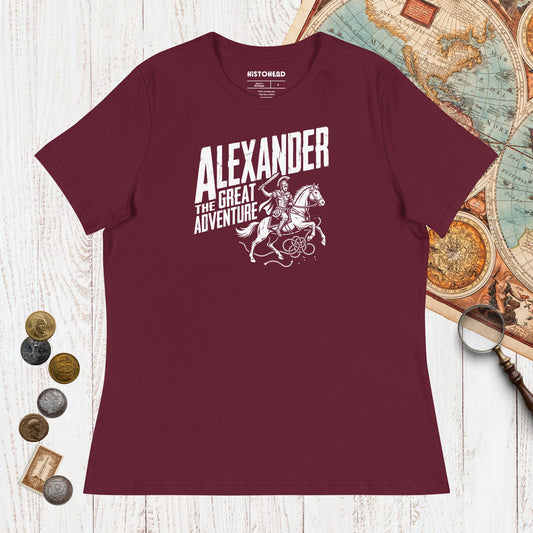 Maroon Alexander the Great Adventure - Women's Tee - history buff gift by HistoHead