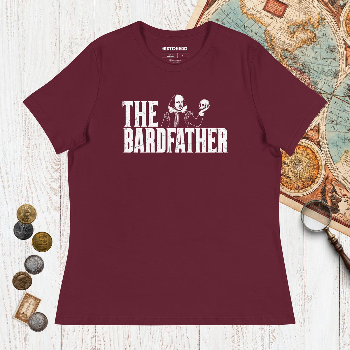 Maroon Shakespeare The Bardfather - Women's Tee - history buff gift by HistoHead