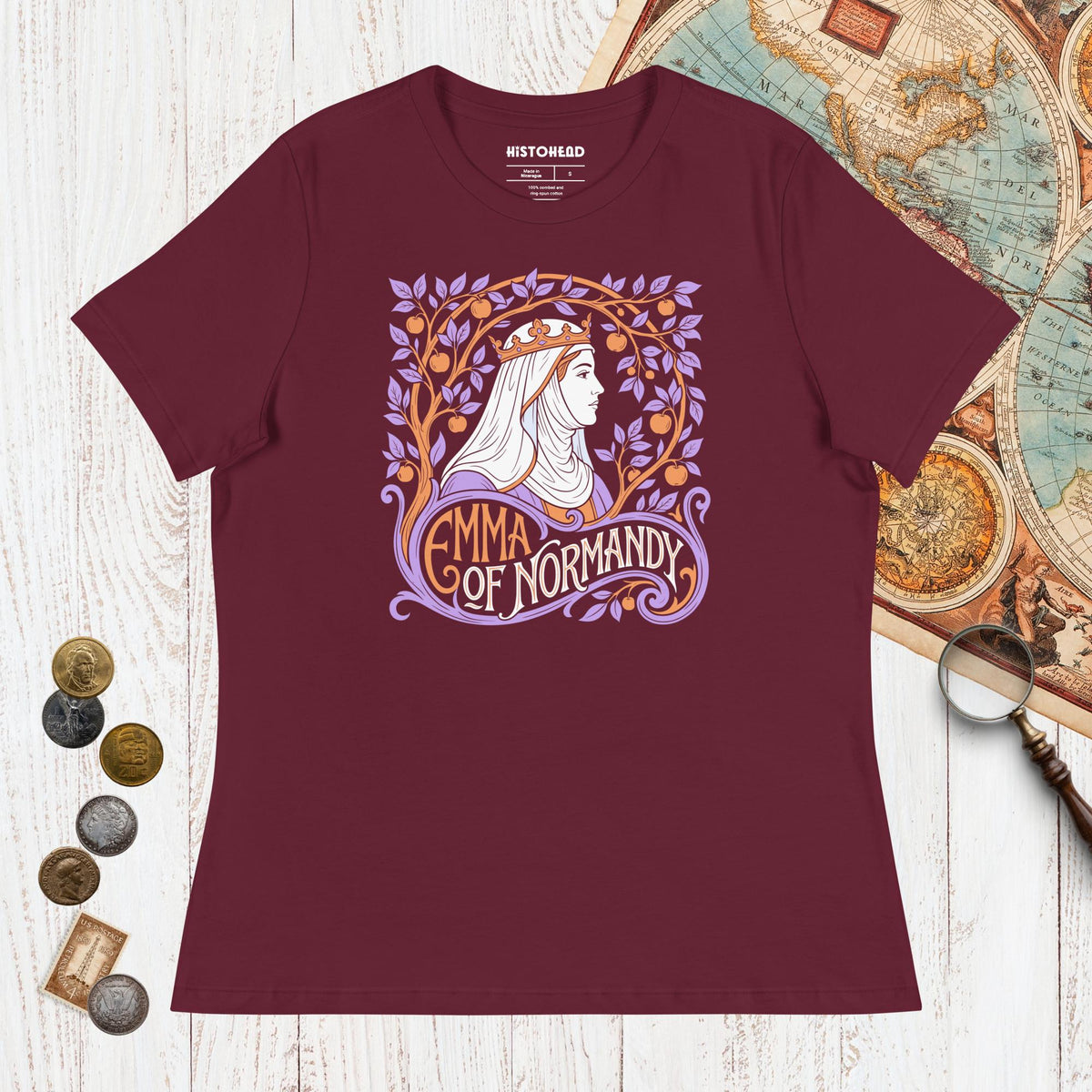 Maroon Emma Of Normandy - Women's Tee - history buff gift by HistoHead