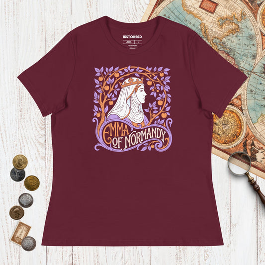 Maroon Emma Of Normandy - Women's Tee - history buff gift by HistoHead