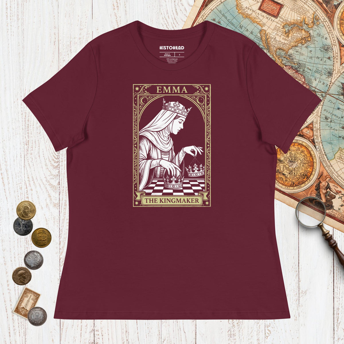Maroon Emma of Normandy The Kingmaker - Women's Tee - history buff gift by HistoHead