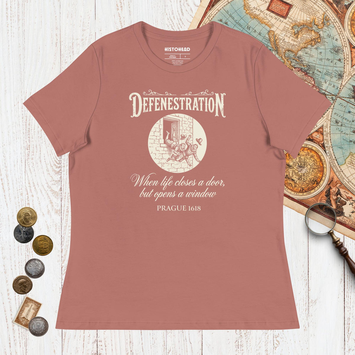Mauve Defenestration When Life Closes A Door But Opens A Window - Women's Tee - history buff gift by HistoHead