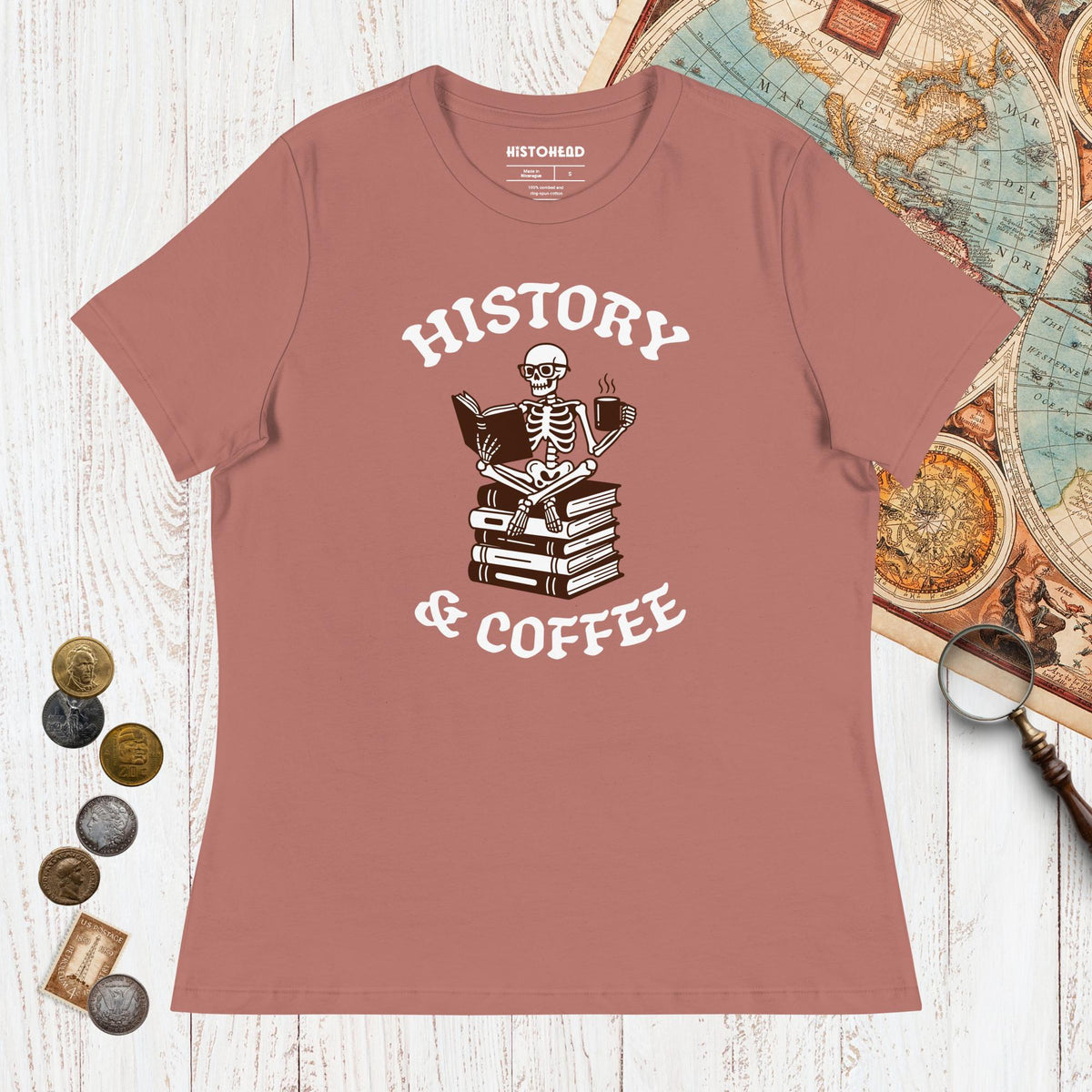 Mauve History & Coffee - Women's Tee - history buff gift by HistoHead