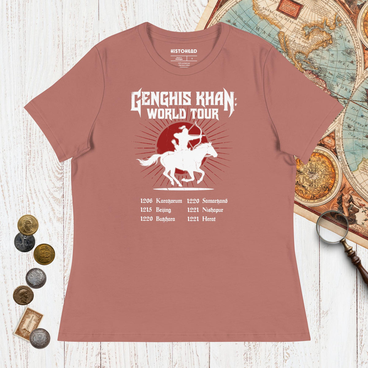 Mauve Genghis Khan World Tour - Women's Tee - history buff gift by HistoHead