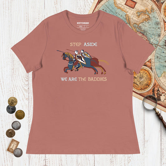 Mauve Bayeux Tapestry Step Aside We Are the Baddies - Women's Tee - history buff gift by HistoHead