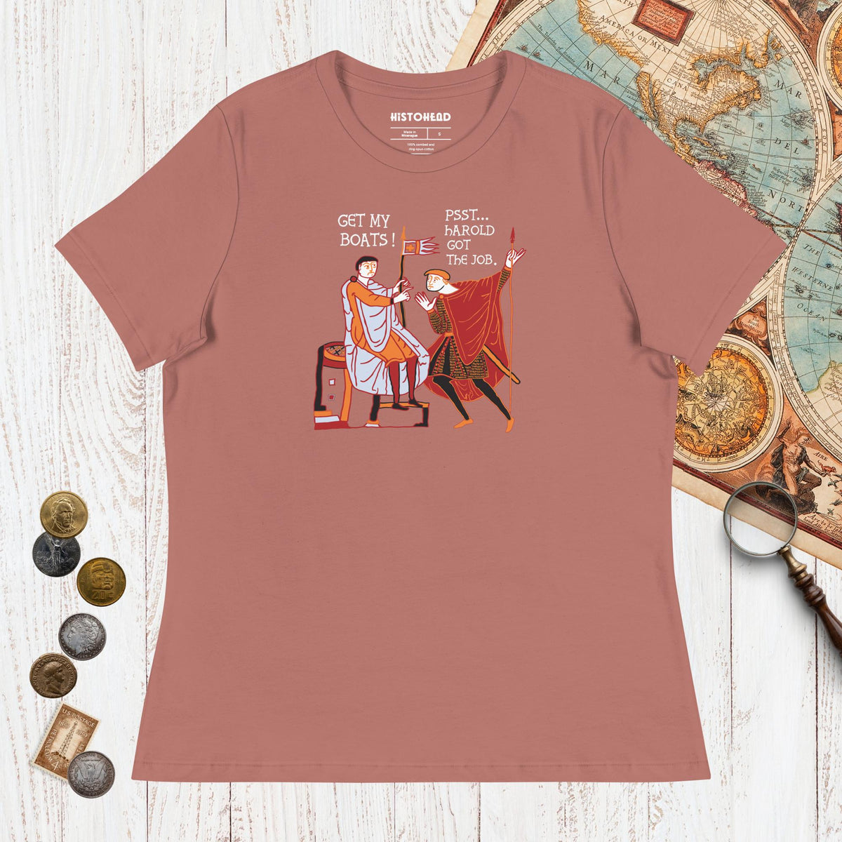 Mauve Bayeux Tapestry Harold Got the Job - Women's Tee - history buff gift by HistoHead