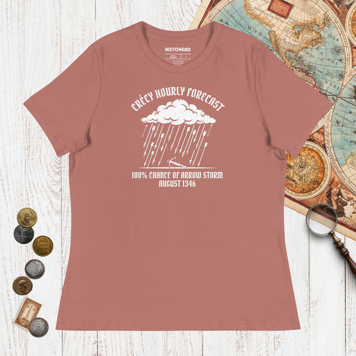 Mauve Crecy Arrow Storm Forecast - Women's Tee - history buff gift by HistoHead