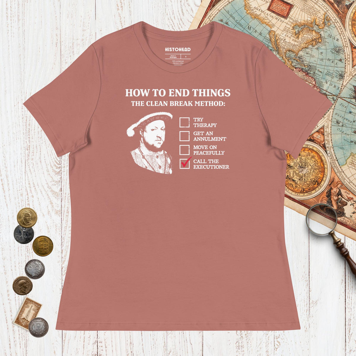 Mauve Henry VIII's Breakup Guide - Women's Tee - history buff gift by HistoHead