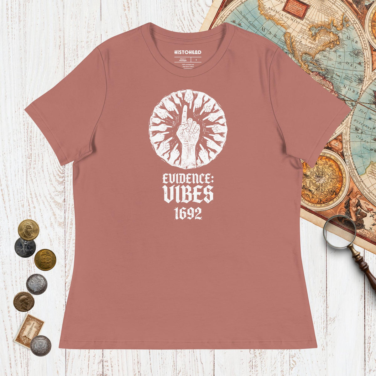 Mauve 1692 Salem Witch Trials Evidence - Women's Tee - history buff gift by HistoHead