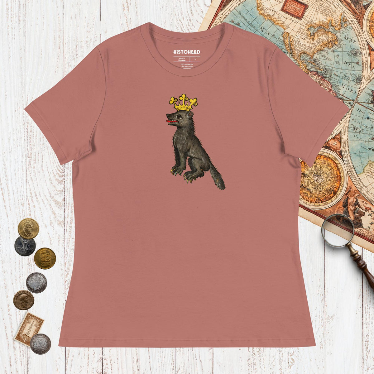 Mauve Medieval Wolf King - Women's Tee - history buff gift by HistoHead