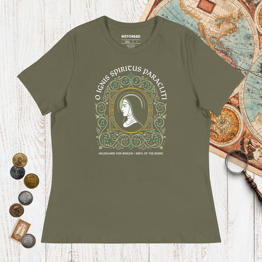 Military Green Hildegard von Bingen - Women's Tee - history buff gift by HistoHead
