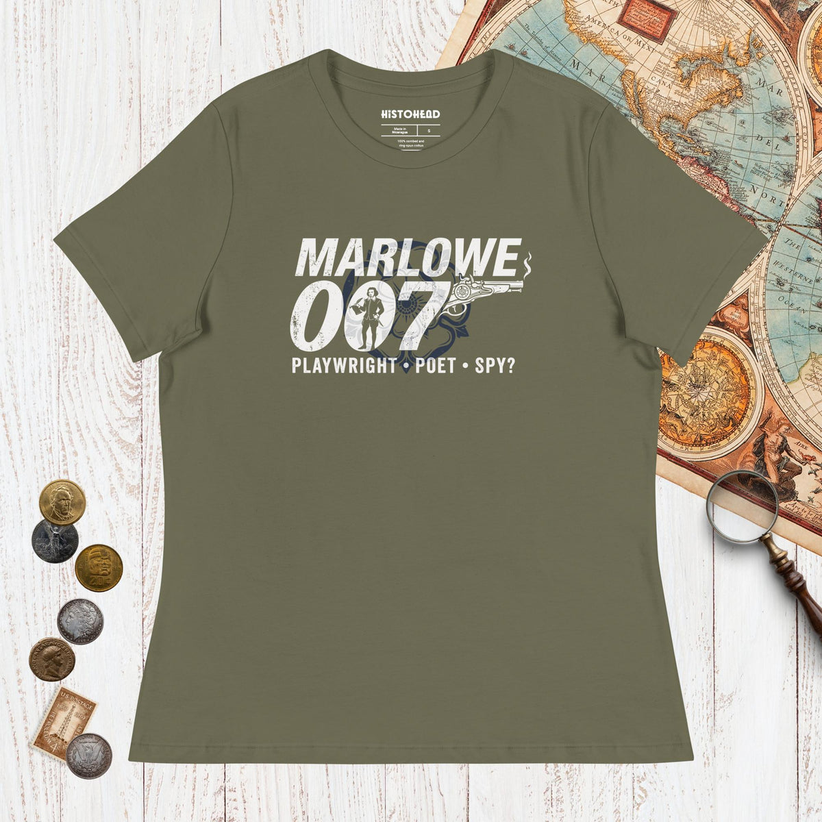 Military Green Marlowe 007 - Women's Tee - history buff gift by HistoHead