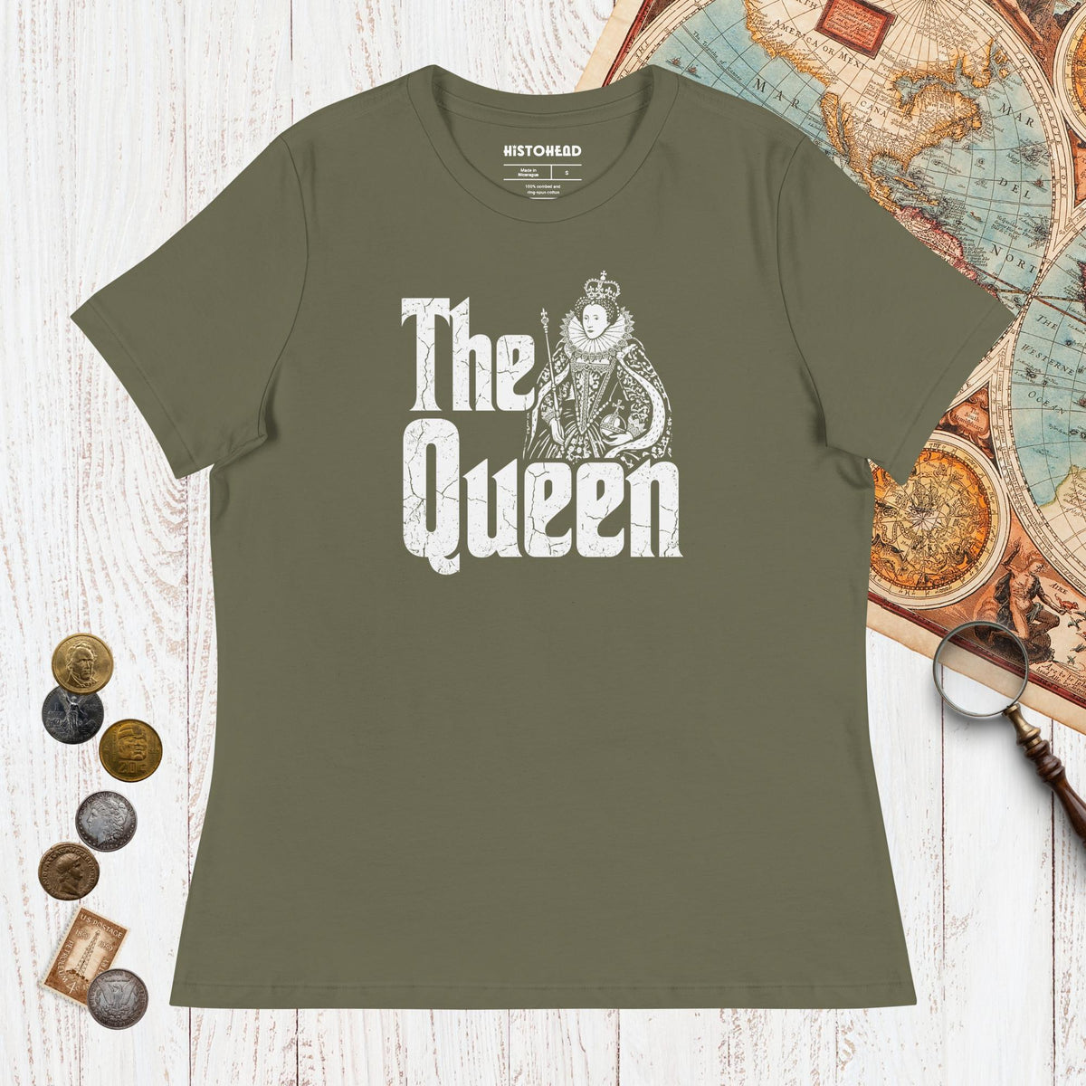 Military Green Queen Elizabeth I - Women's Tee - history buff gift by HistoHead