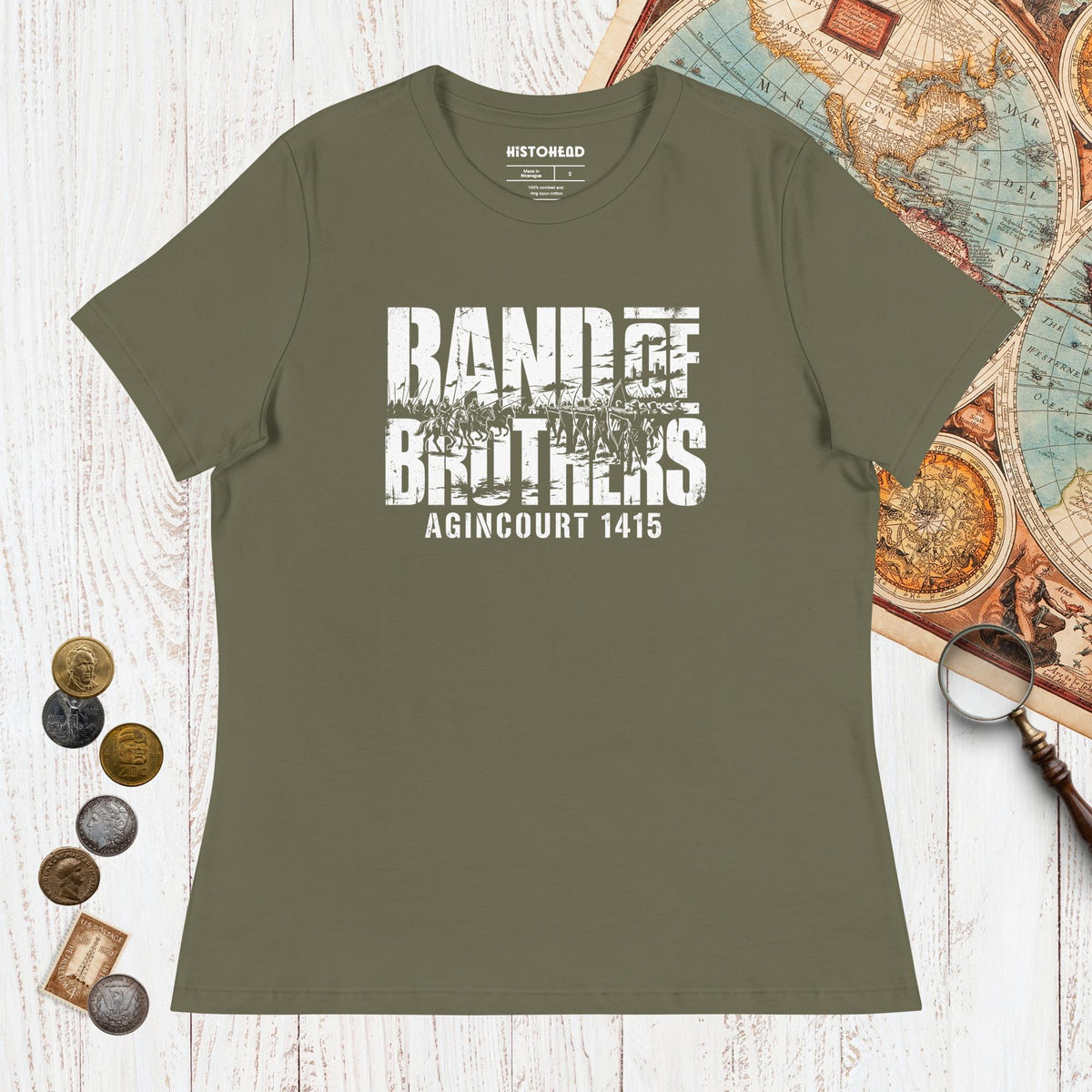 Military Green Band of Brothers Agincourt 1415 - Women's Tee - history buff gift by HistoHead