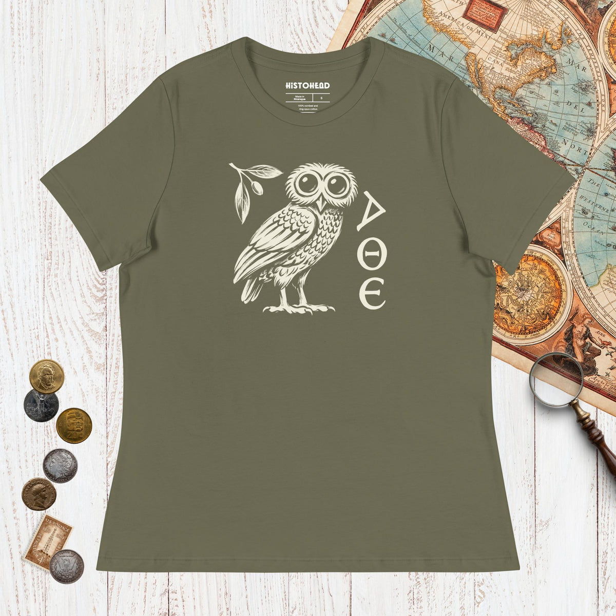 Military Green Owl of Athena - Women's Tee - history buff gift by HistoHead
