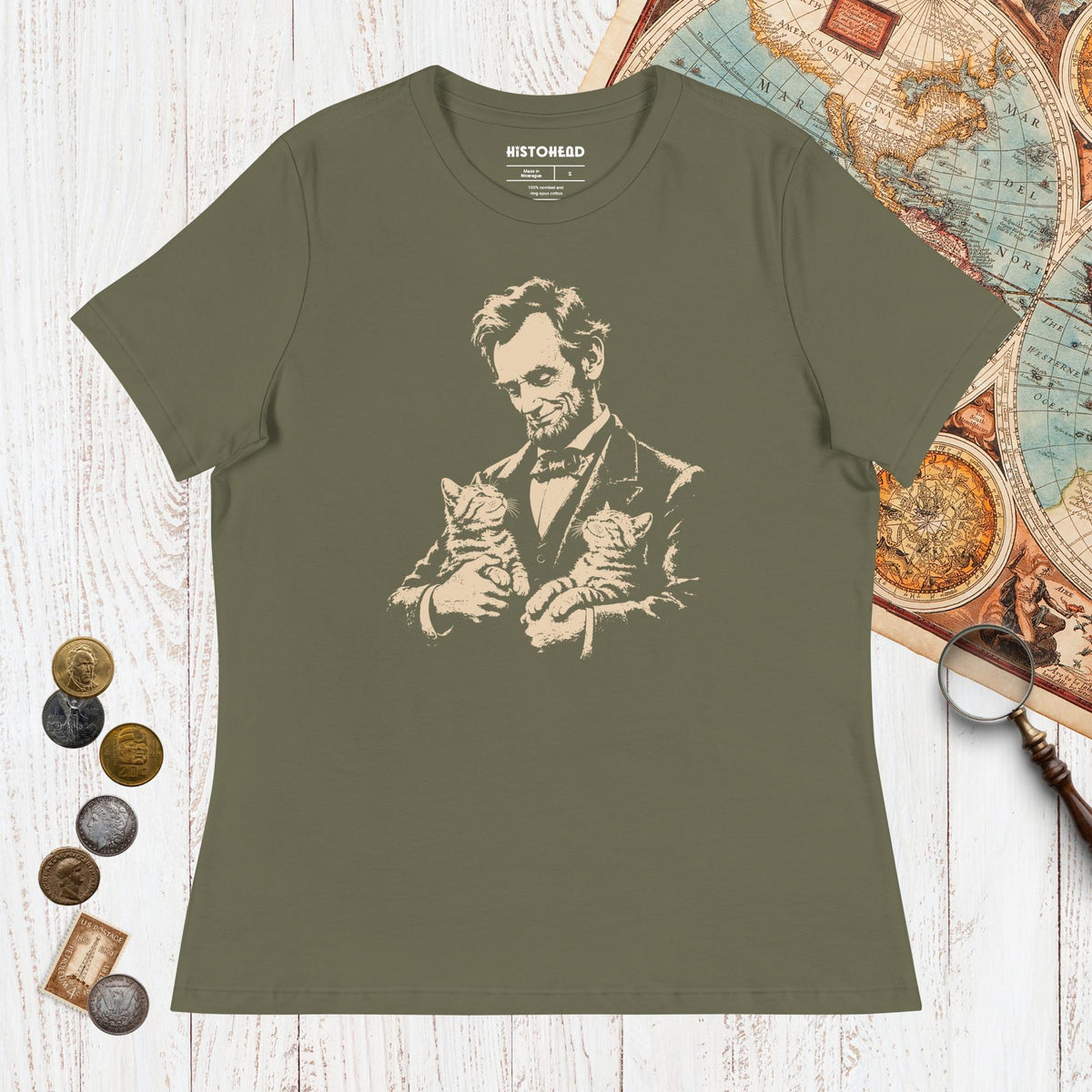 Military Green Lincoln's Cats - Women's Tee - history buff gift by HistoHead