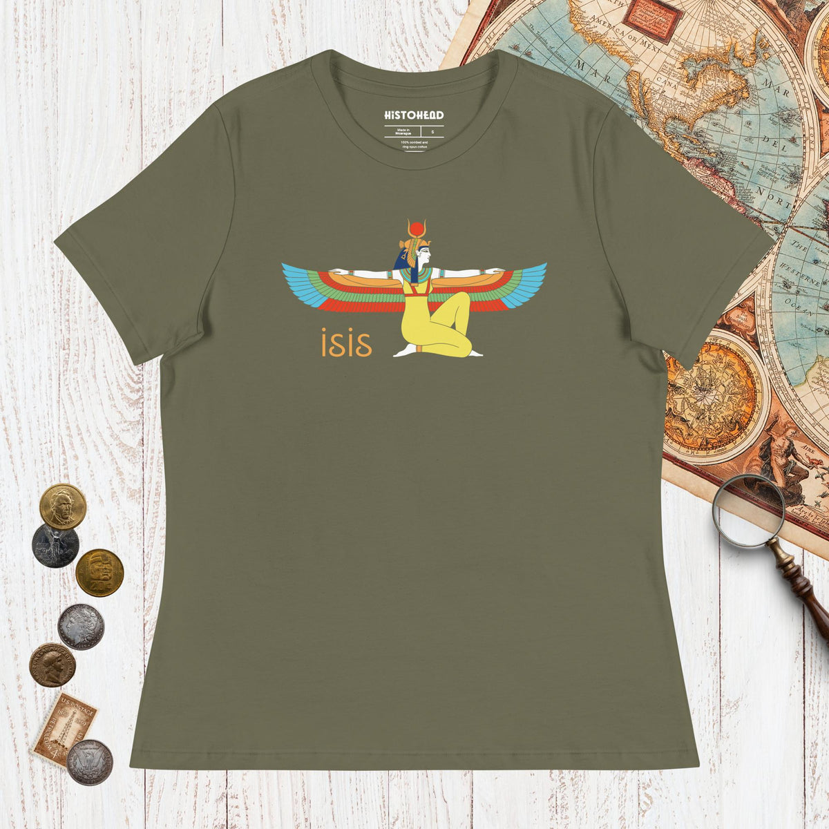 Military Green Egyptian Goddess Isis - Women's Tee - history buff gift by HistoHead