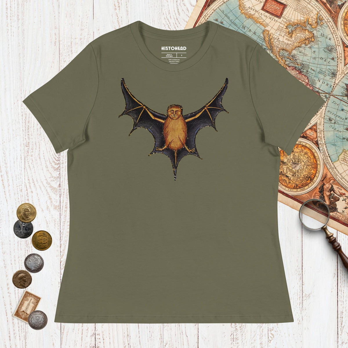 Military Green Weird Medieval Bat - Women's Tee - history buff gift by HistoHead