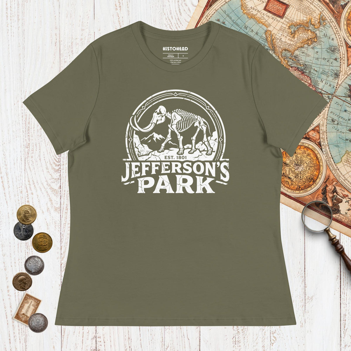 Military Green Jefferson's Park - Women's Tee - history buff gift by HistoHead