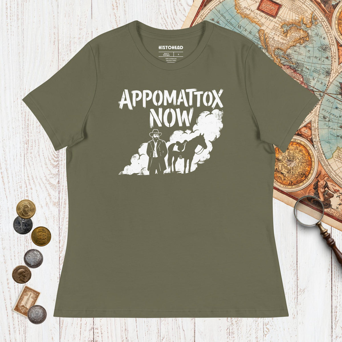 Military Green Appomattox Now - Women's Tee - history buff gift by HistoHead