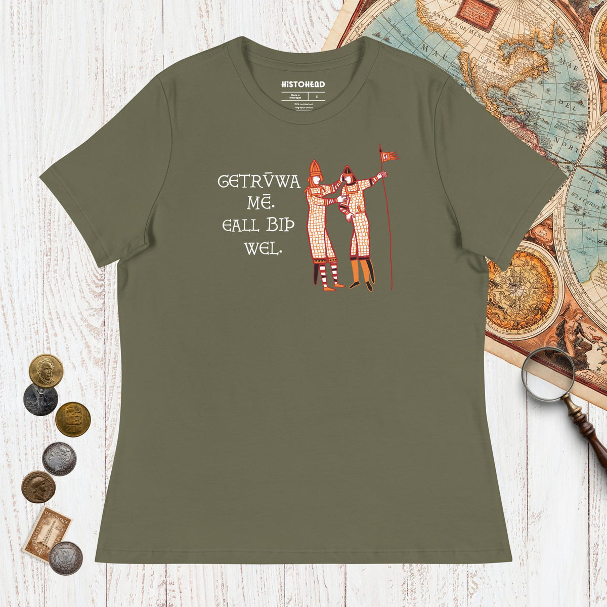 Military Green Bayeux Tapestry Trust Me Everything Will Be Fine Old English - Women's Tee - history buff gift by HistoHead