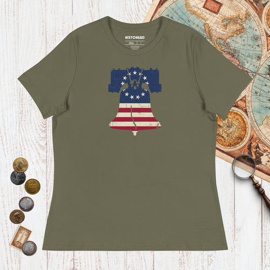 Military Green Liberty Bell - Women's Tee - history buff gift by HistoHead