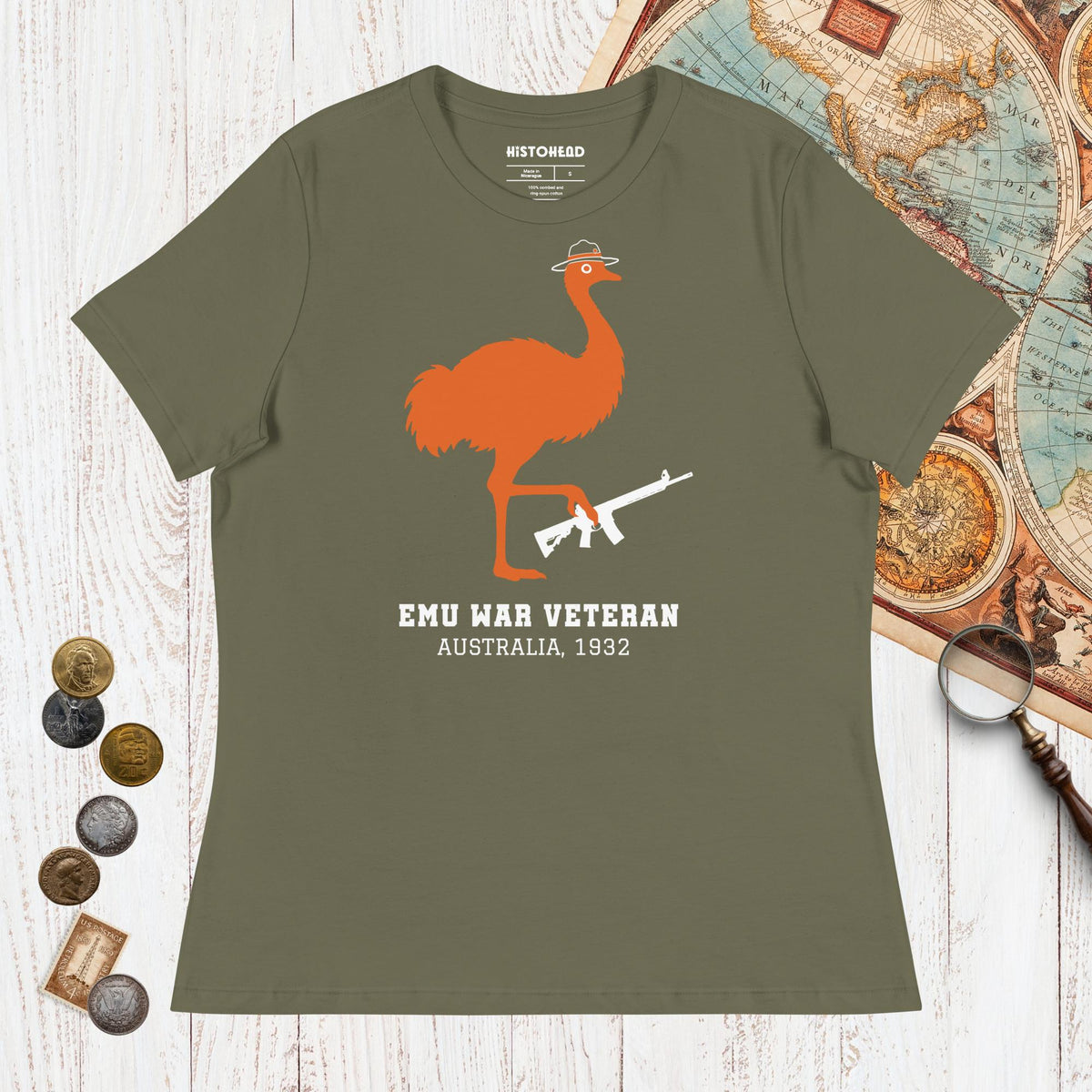 Military Green Emu War Veteran - Women's Tee - history buff gift by HistoHead