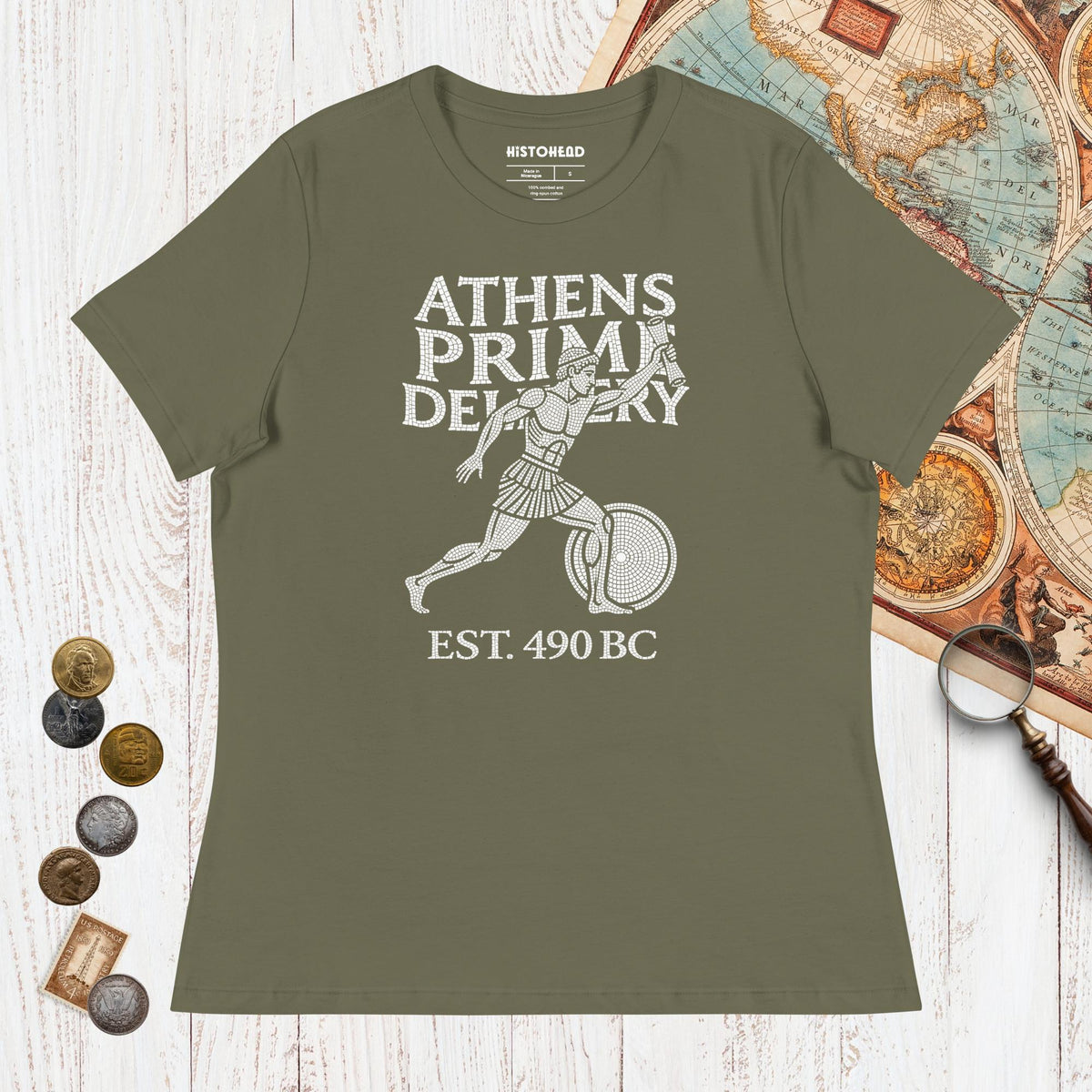 Military Green Athens Prime Delivery - Women's Tee - history buff gift by HistoHead