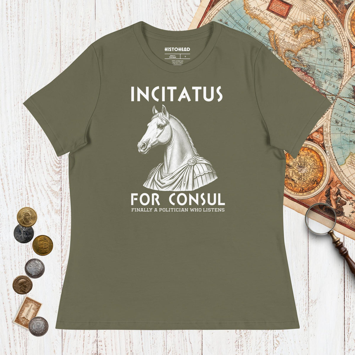 Military Green Incitatus For Consul - Women's Tee - history buff gift by HistoHead