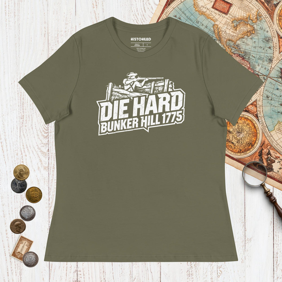 Military Green Die Hard Bunker Hill 1775 - Women's Tee - history buff gift by HistoHead