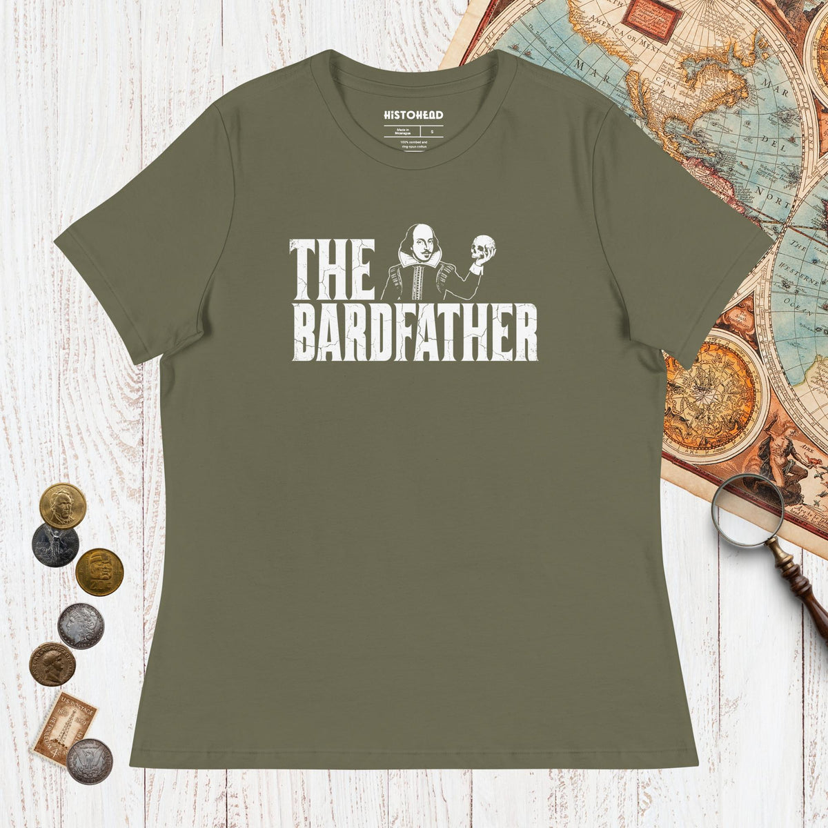 Military Green Shakespeare The Bardfather - Women's Tee - history buff gift by HistoHead