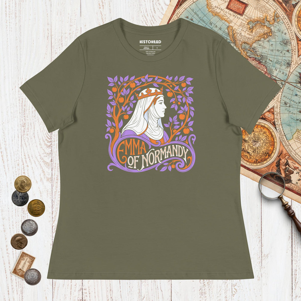 Military Green Emma Of Normandy - Women's Tee - history buff gift by HistoHead