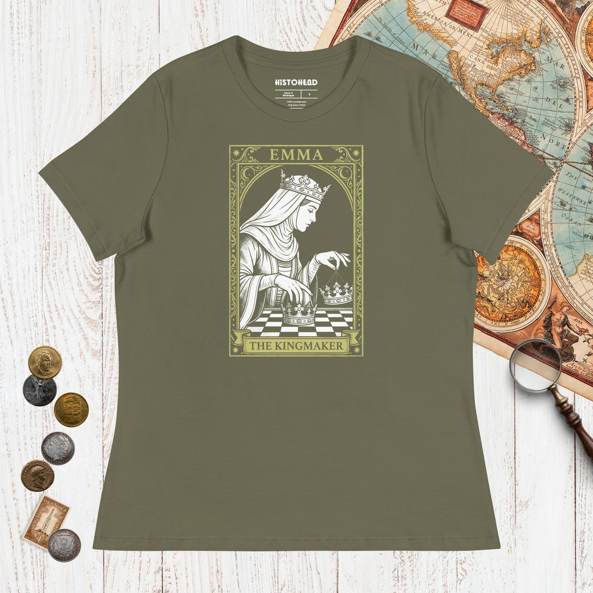 Military Green Emma of Normandy The Kingmaker - Women's Tee - history buff gift by HistoHead