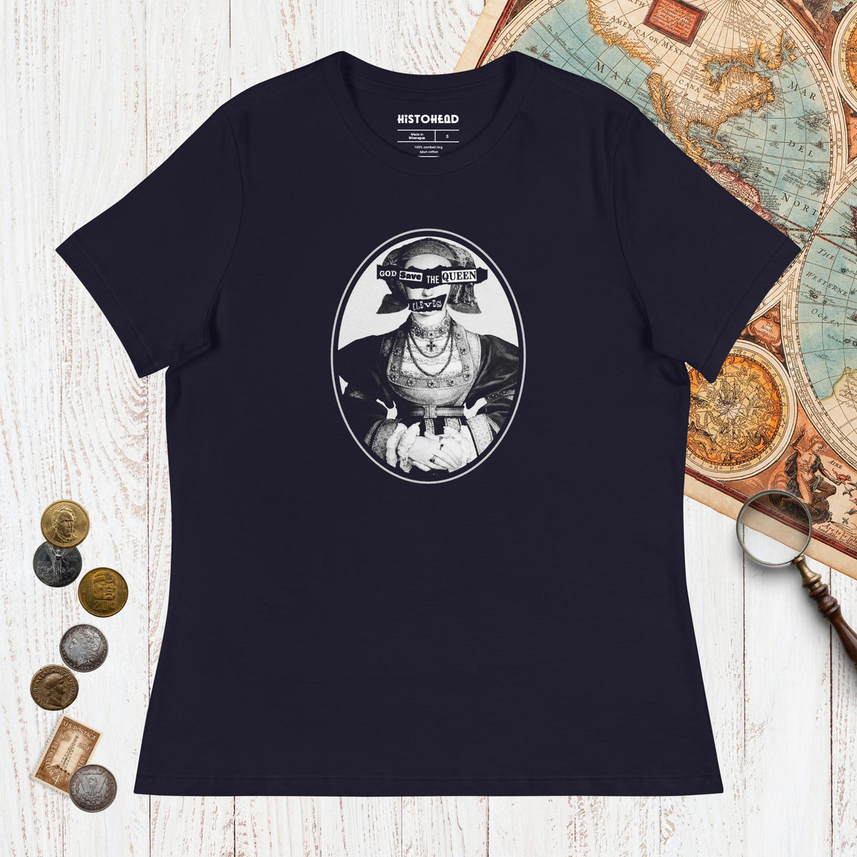 Navy God Save the Queen Anne of Cleves - Women's Tee - history buff gift by HistoHead