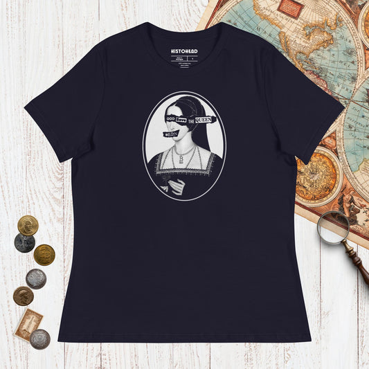 Navy God Save the Queen Anne Boleyn - Women's Tee - history buff gift by HistoHead