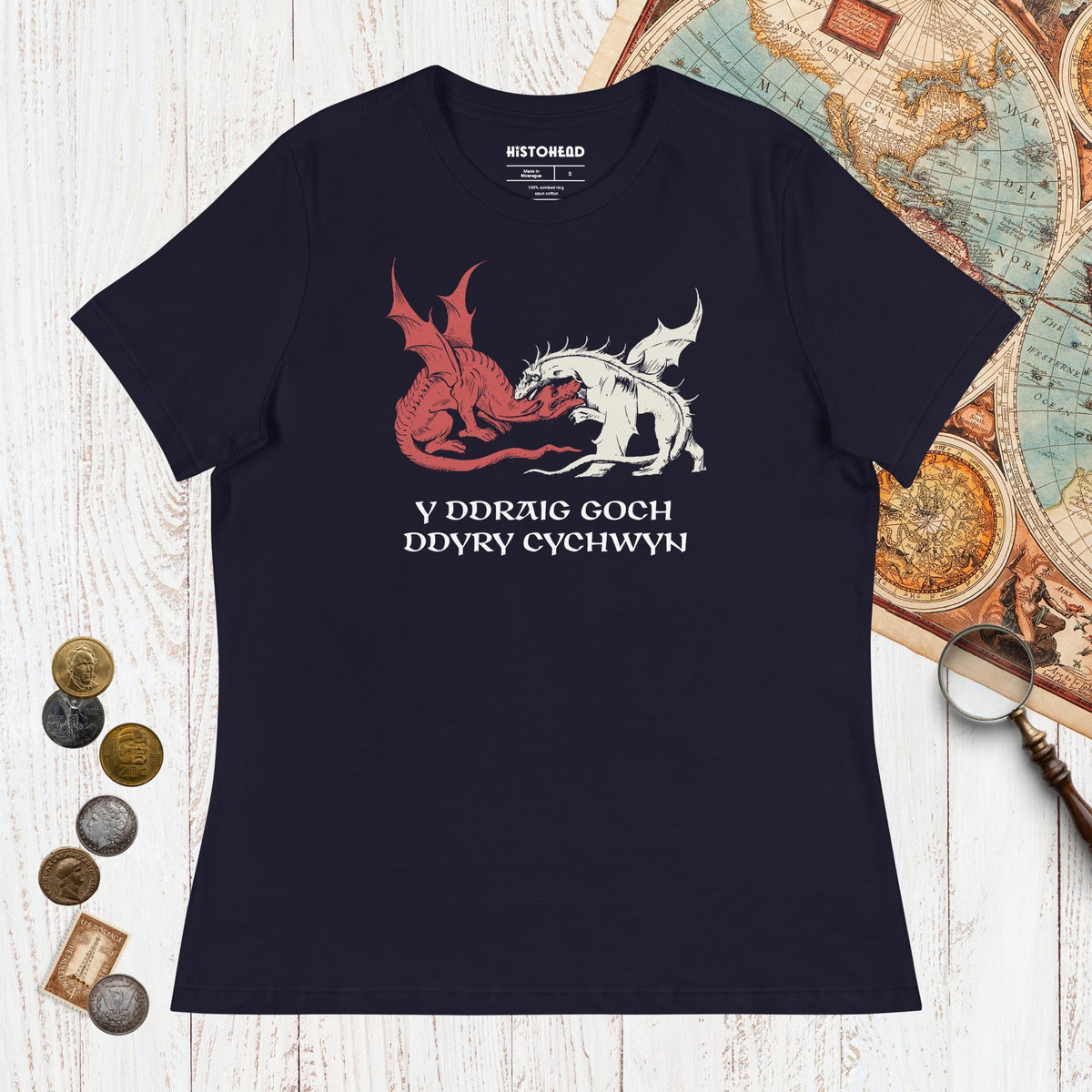 Navy Red Dragon Prophecy - Women's Tee - history buff gift by HistoHead