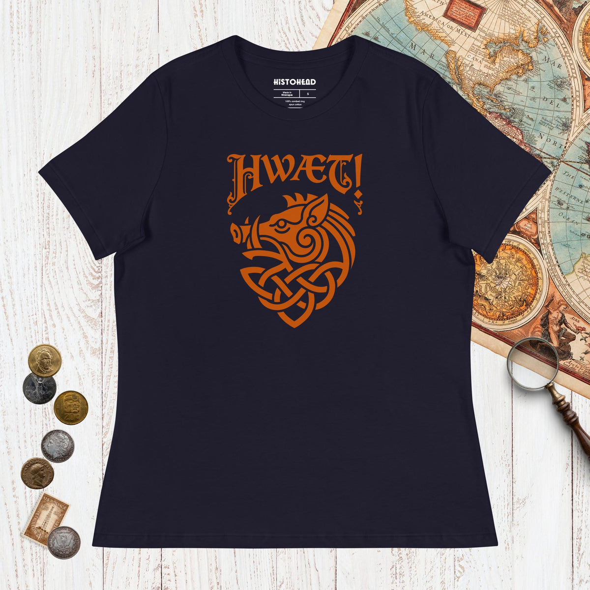 Navy Hwaet Boar - Women's Tee - history buff gift by HistoHead