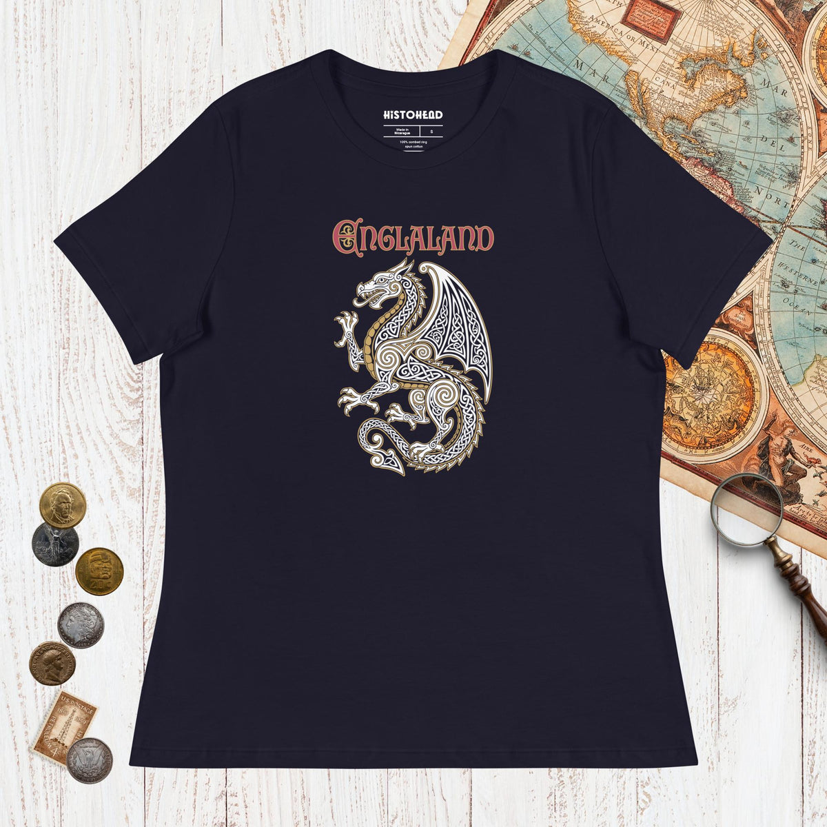 Navy Englaland Dragon - Women's Tee - history buff gift by HistoHead