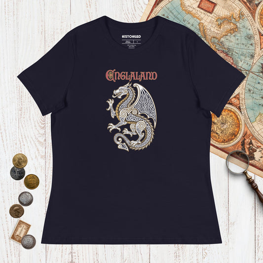 Navy Englaland Dragon - Women's Tee - history buff gift by HistoHead