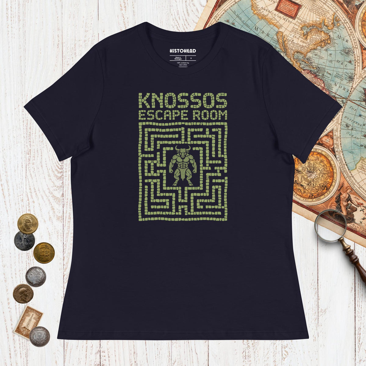 Navy Knossos Escape Room - Women's Tee - history buff gift by HistoHead